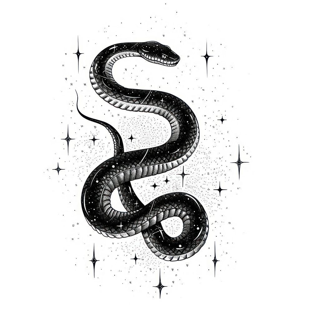 Snake celestial drawing line monochrome.