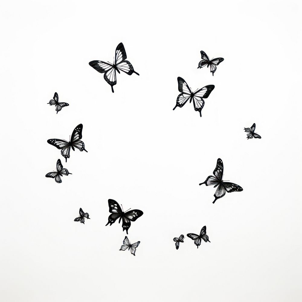 Group of butterflies celestial drawing animal flying.