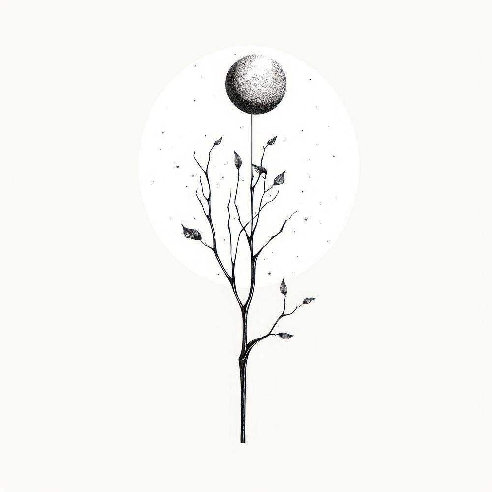 Plant tree celestial drawing nature sketch.