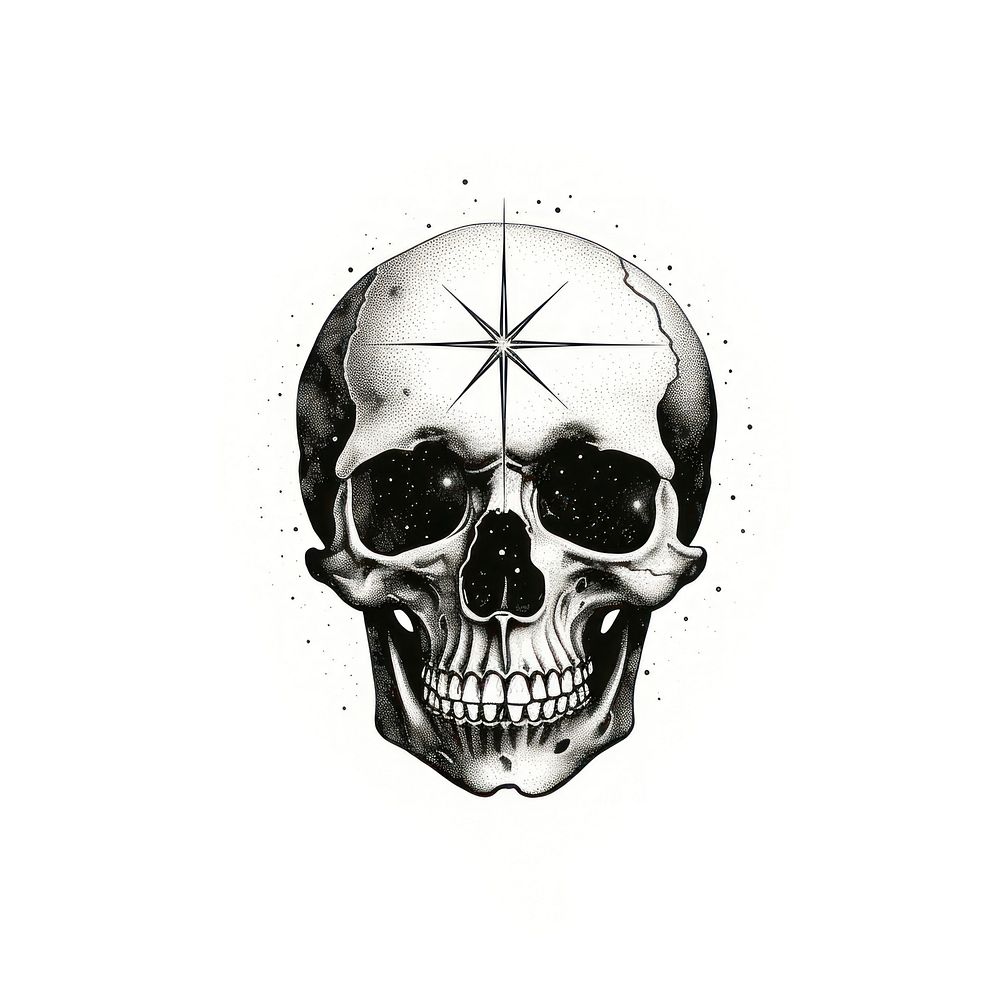 Skull celestial drawing white background creativity.