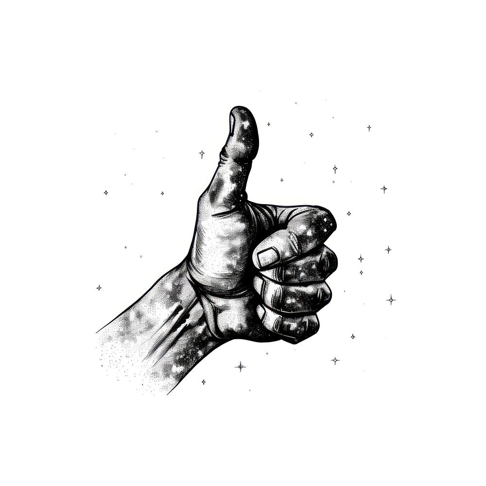 Hand thumbs up celestial drawing finger sketch.