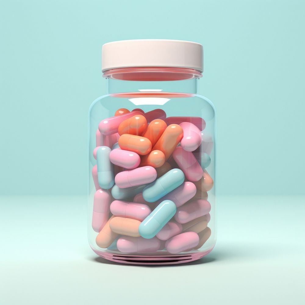 Jar of medicine pill medication container.