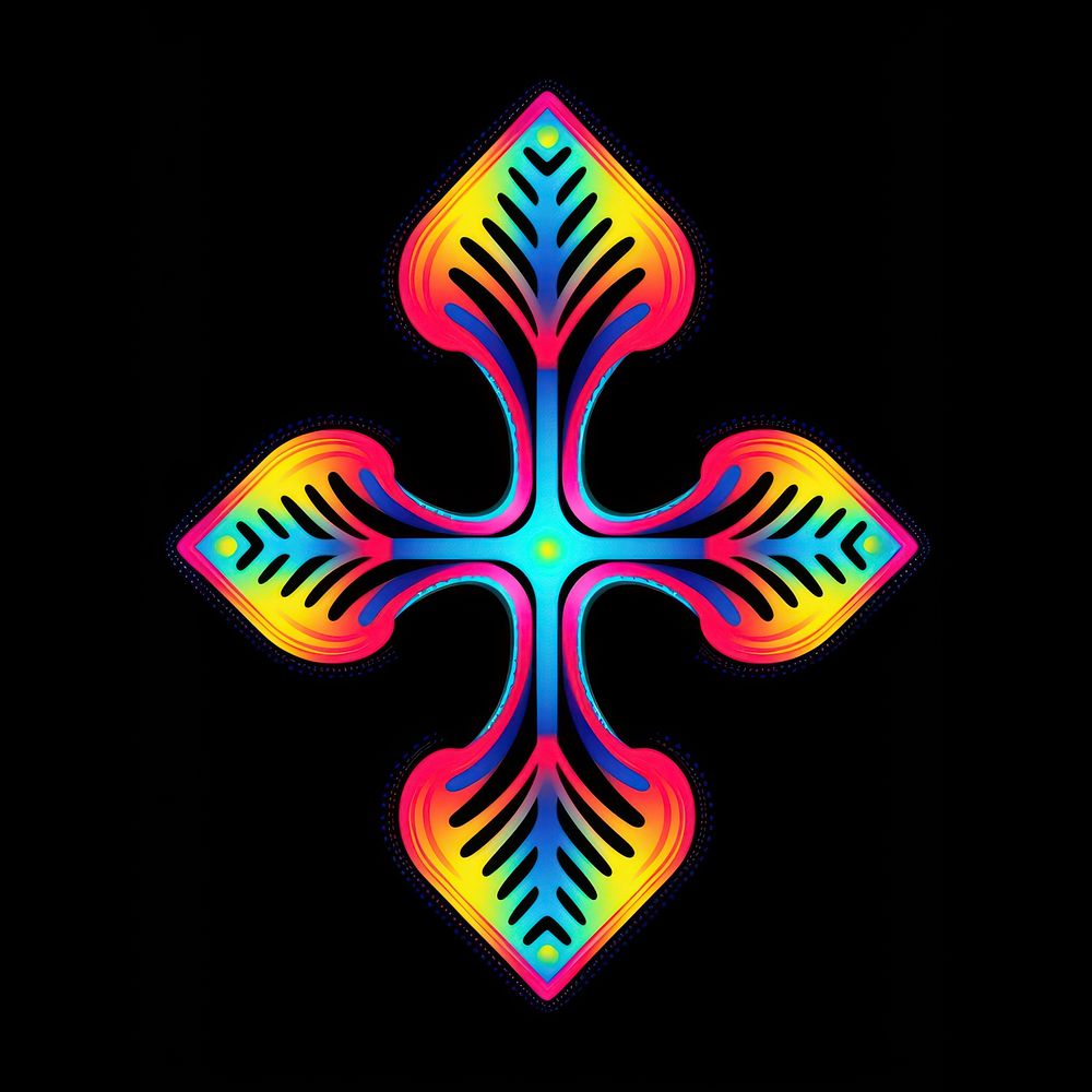 Cross pattern purple symbol.