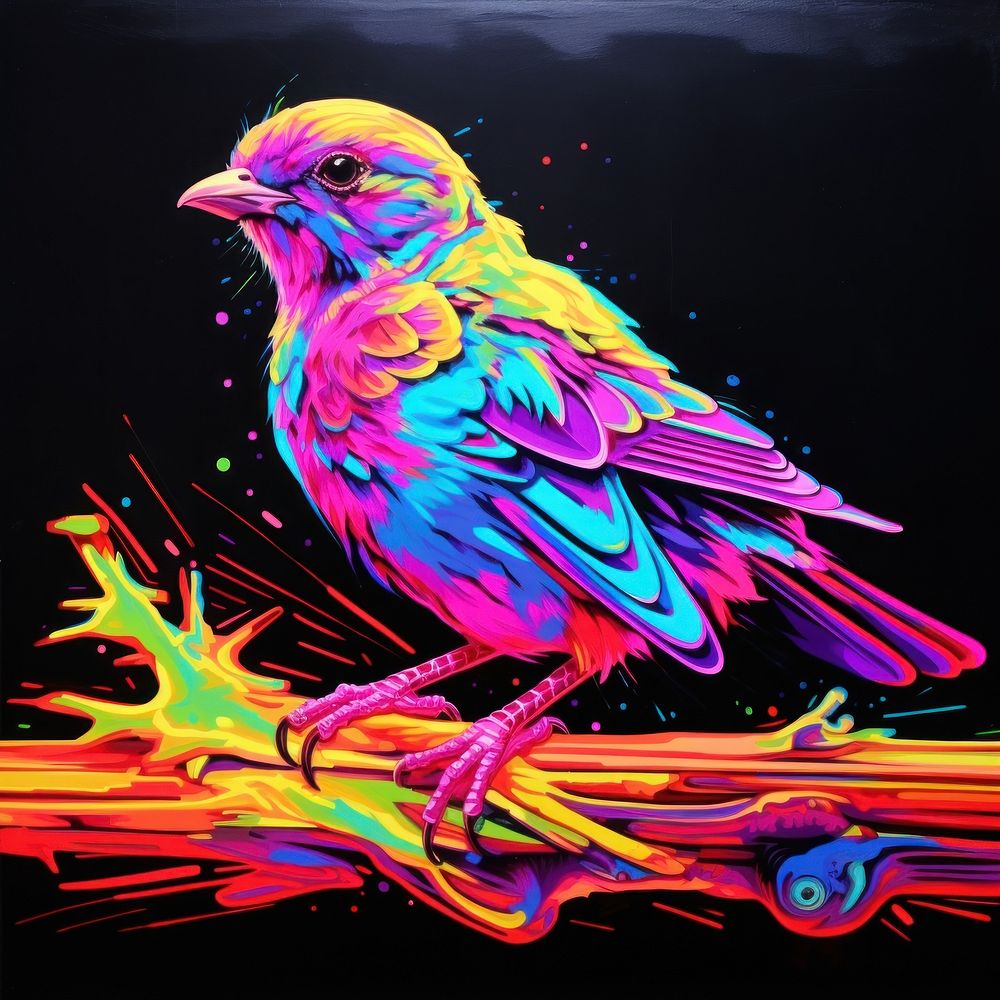 A bird purple painting animal.