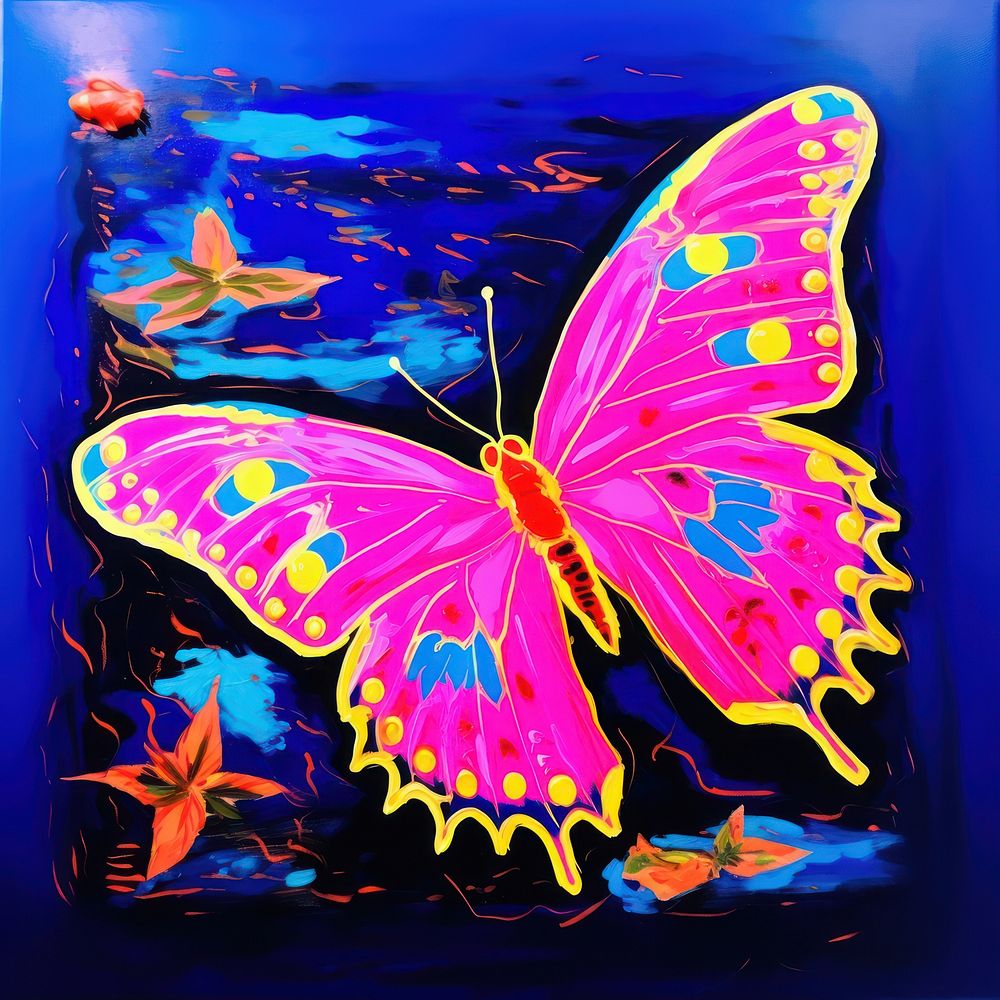 A butterfly painting purple animal.