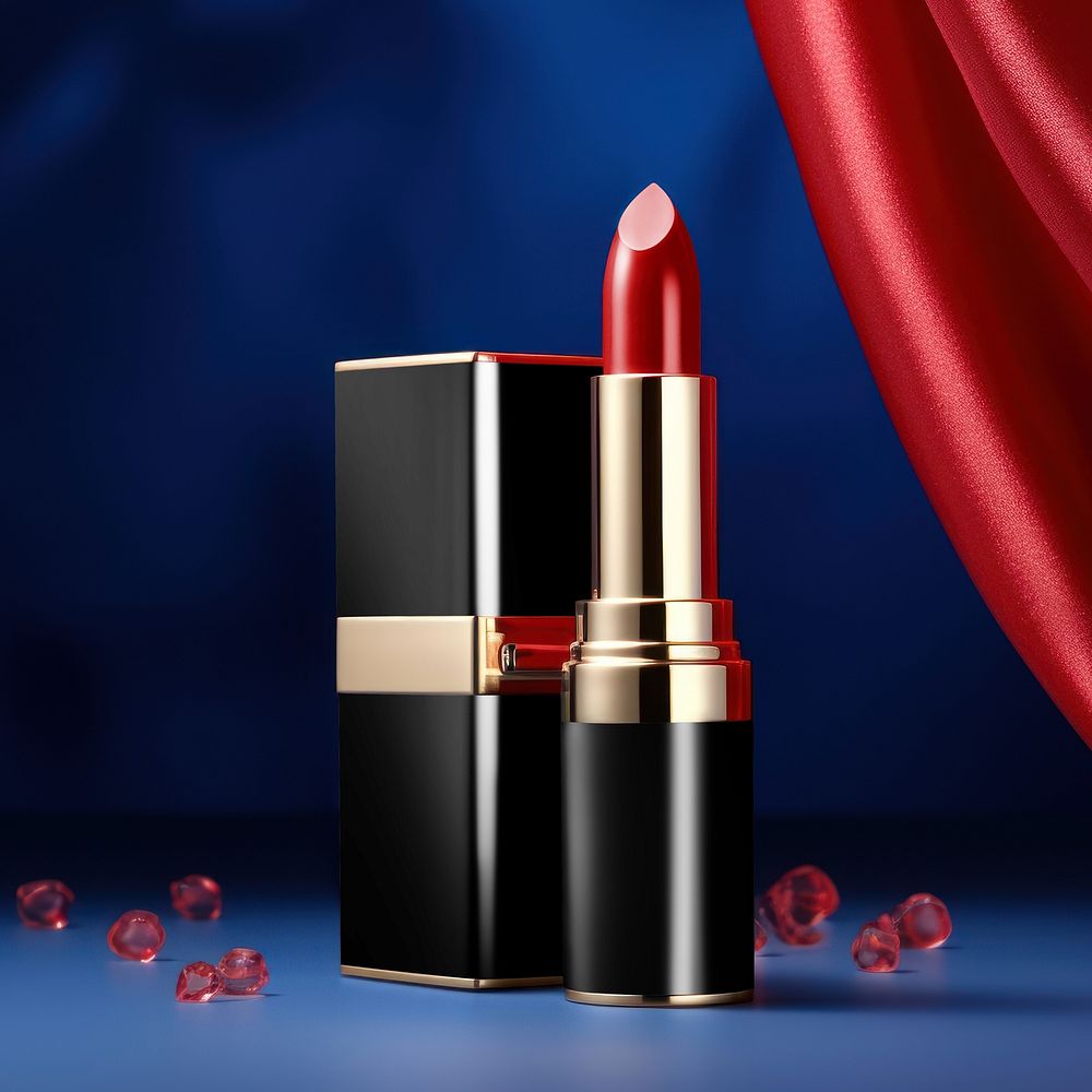 Red lipstick container mockup psd