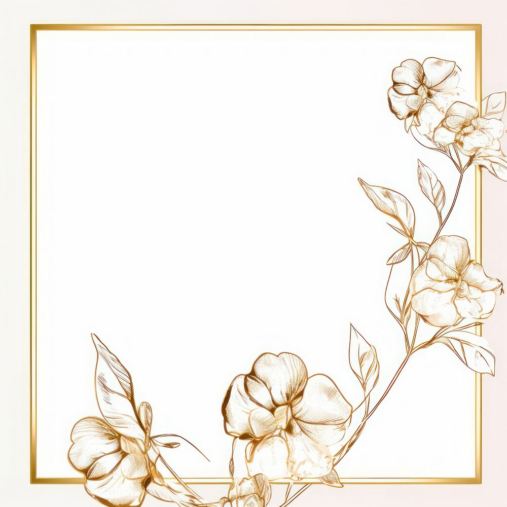 Gold little hydrangea frame pattern sketch paper.