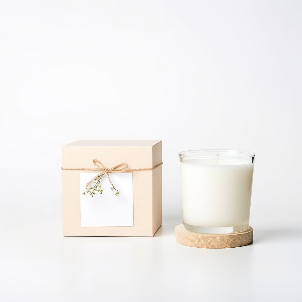 Box candle white background container.