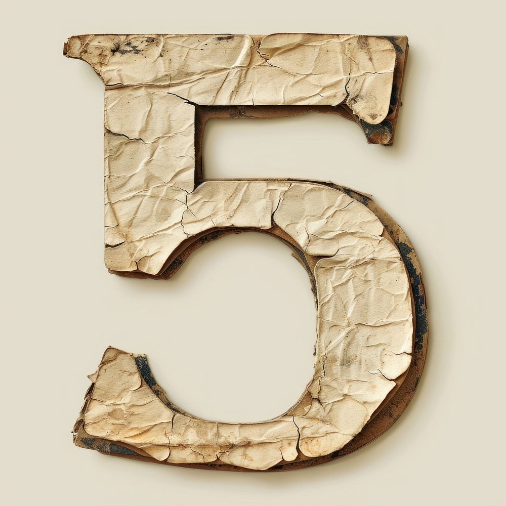Vintage Alphabet Number 5 number letter text.