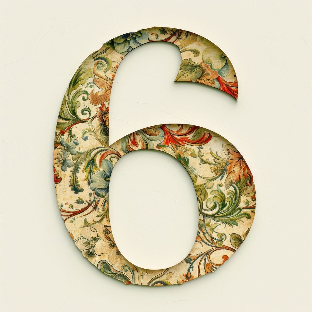 Vintage Alphabet Number 6 number art accessories.