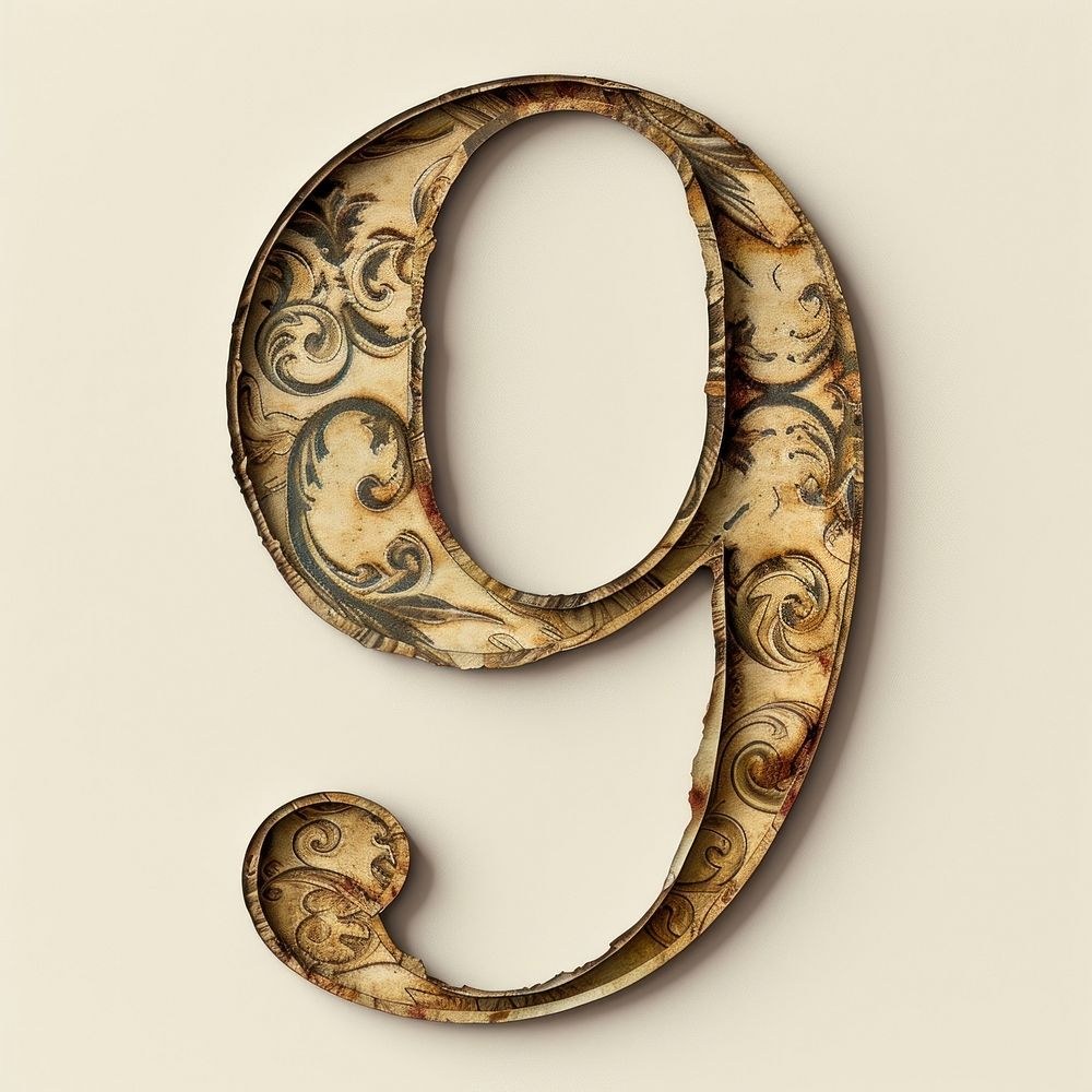 Vintage Alphabet Number 9 art jewelry number.