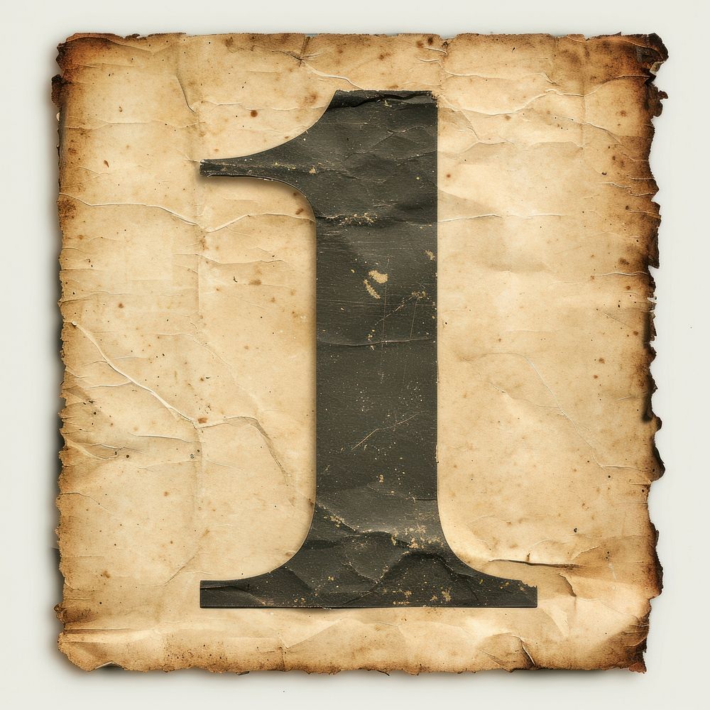 Vintage Alphabet Number 1 paper backgrounds symbol.
