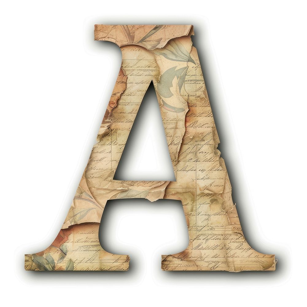 Vintage Alphabet A letter paper text.