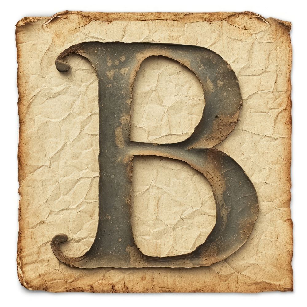 Vintage Alphabet B letter paper text.