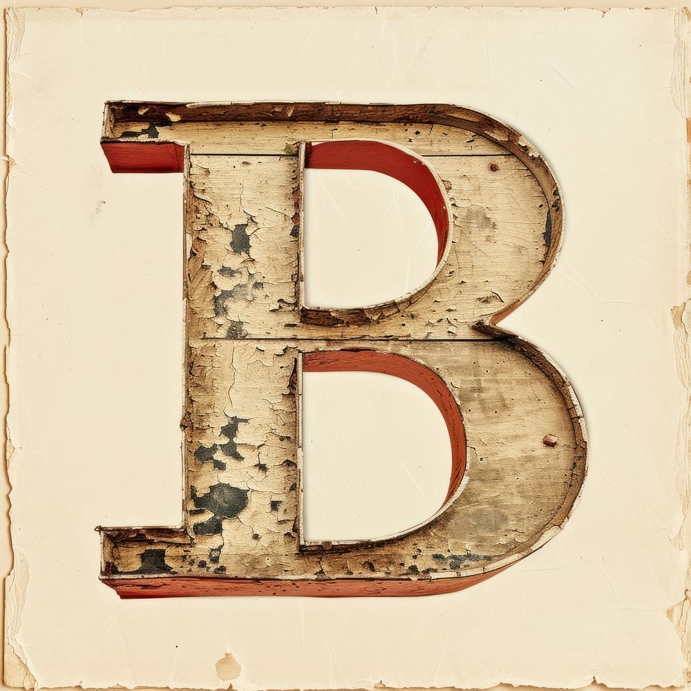 Vintage Alphabet B text old weathered.