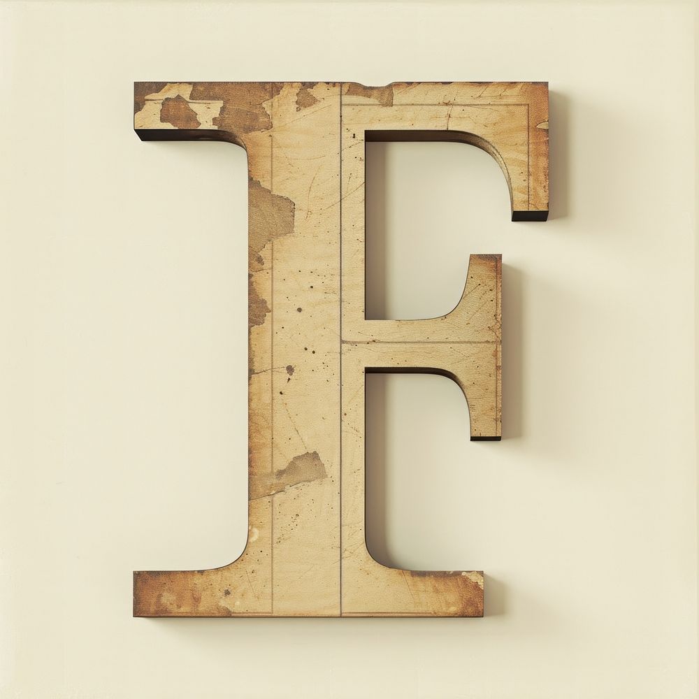 Vintage Alphabet F text wood old.