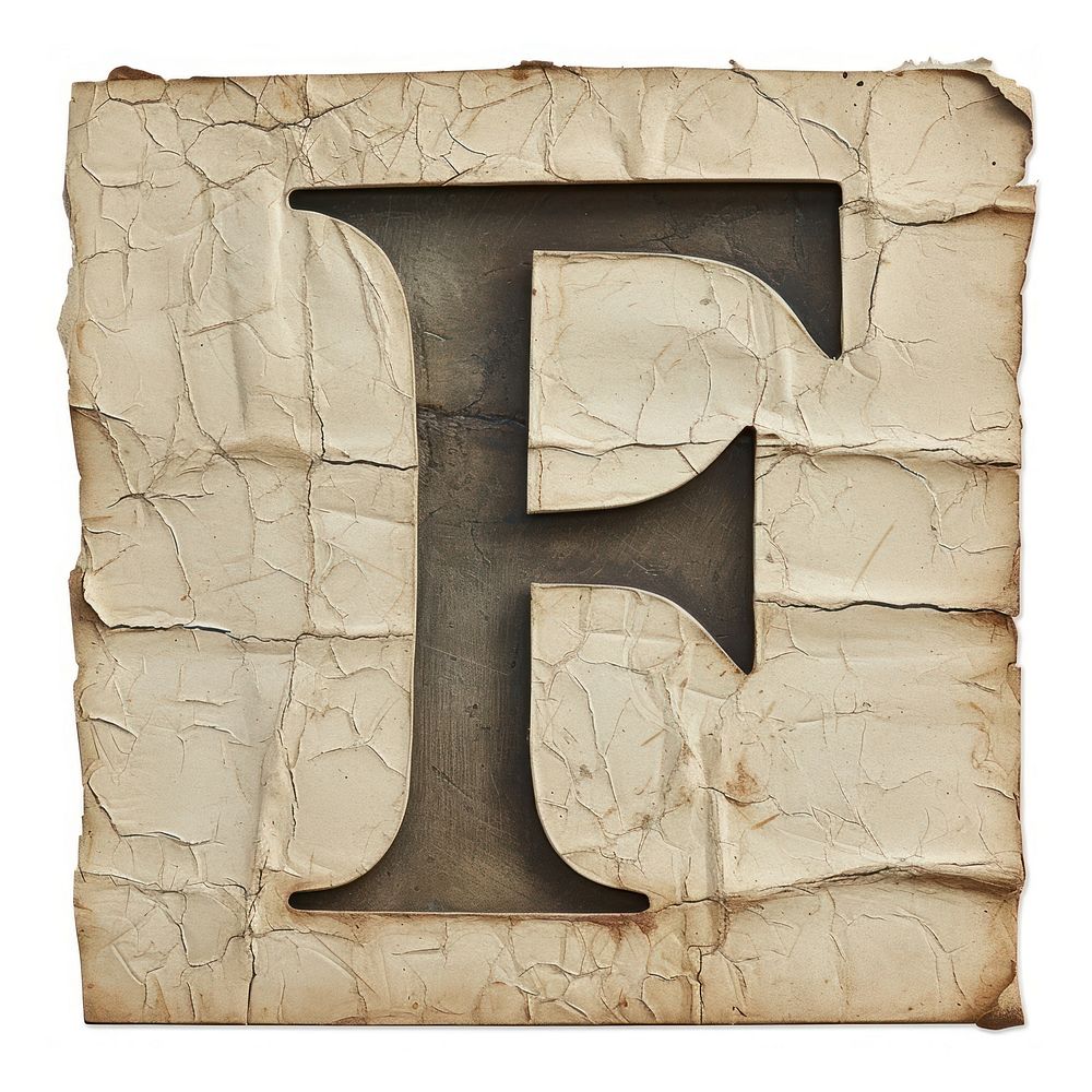 Vintage Alphabet F letter paper text.