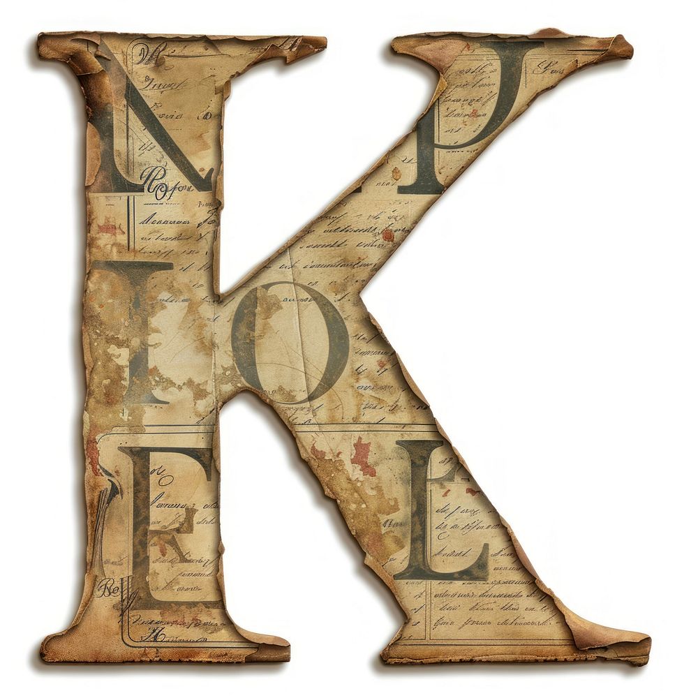 Vintage Alphabet K alphabet letter paper.