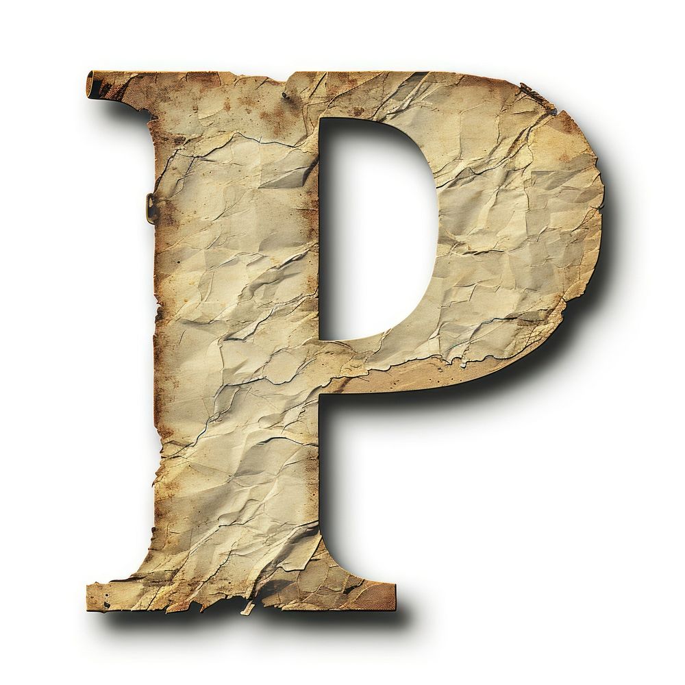 Vintage Alphabet P letter paper text.