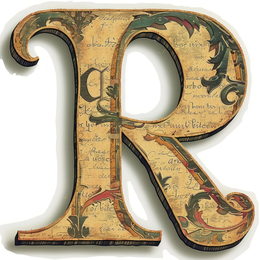 Vintage Alphabet R alphabet letter paper.