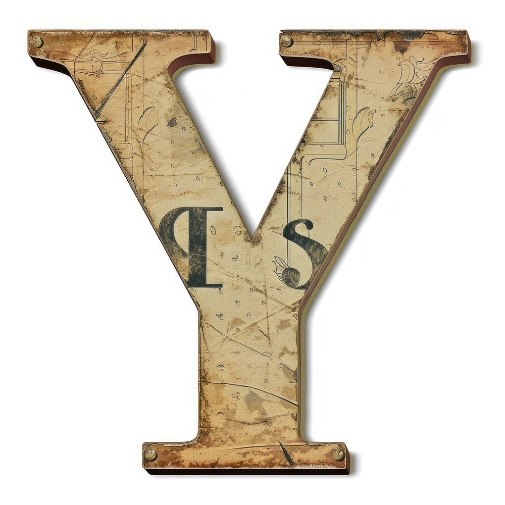 Vintage Alphabet Y letter text old.