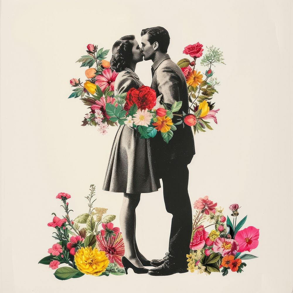 Kissing flower art wedding.