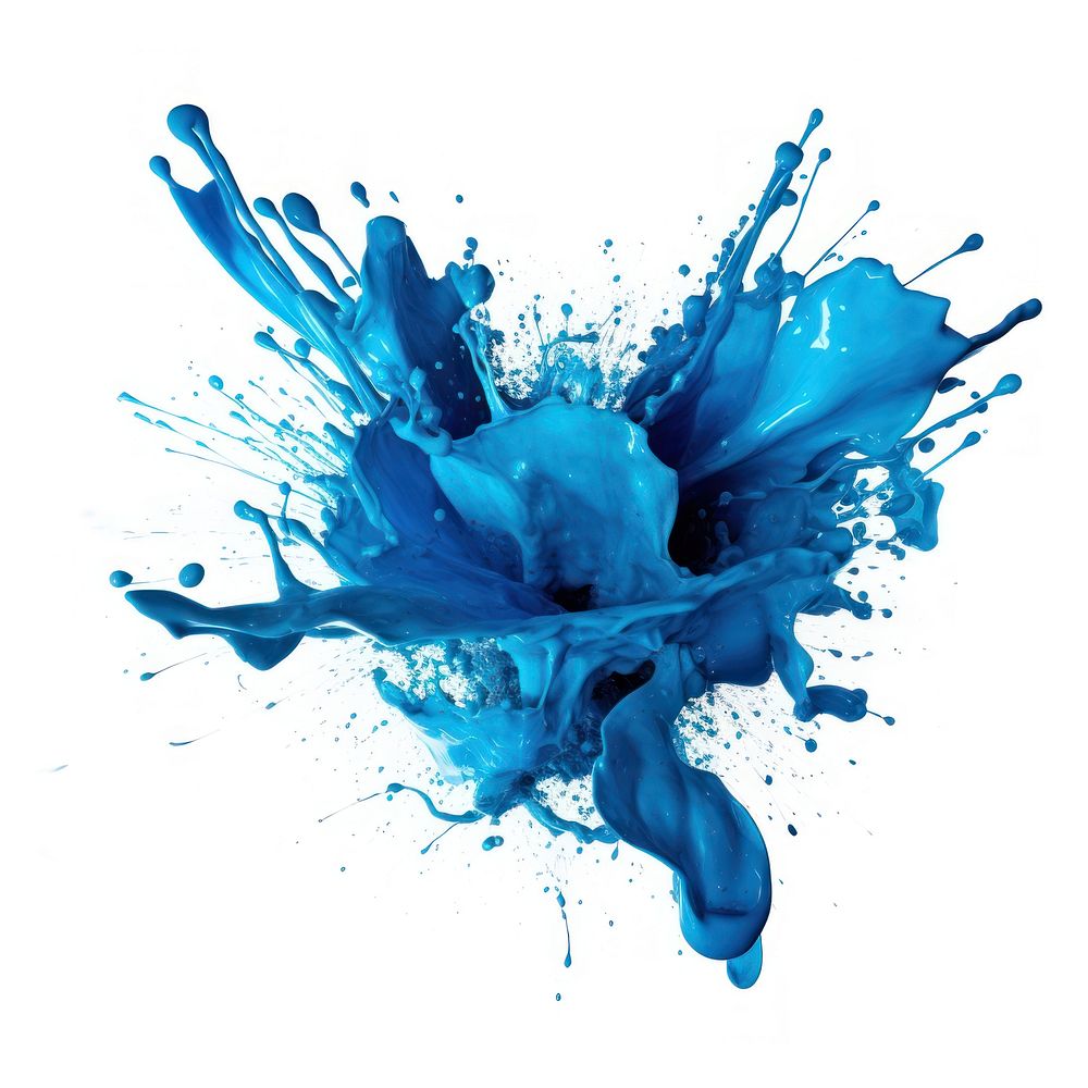 Blue Paint Splatter paint blue white background.