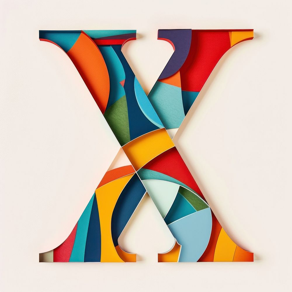Alphabet X art shape text.
