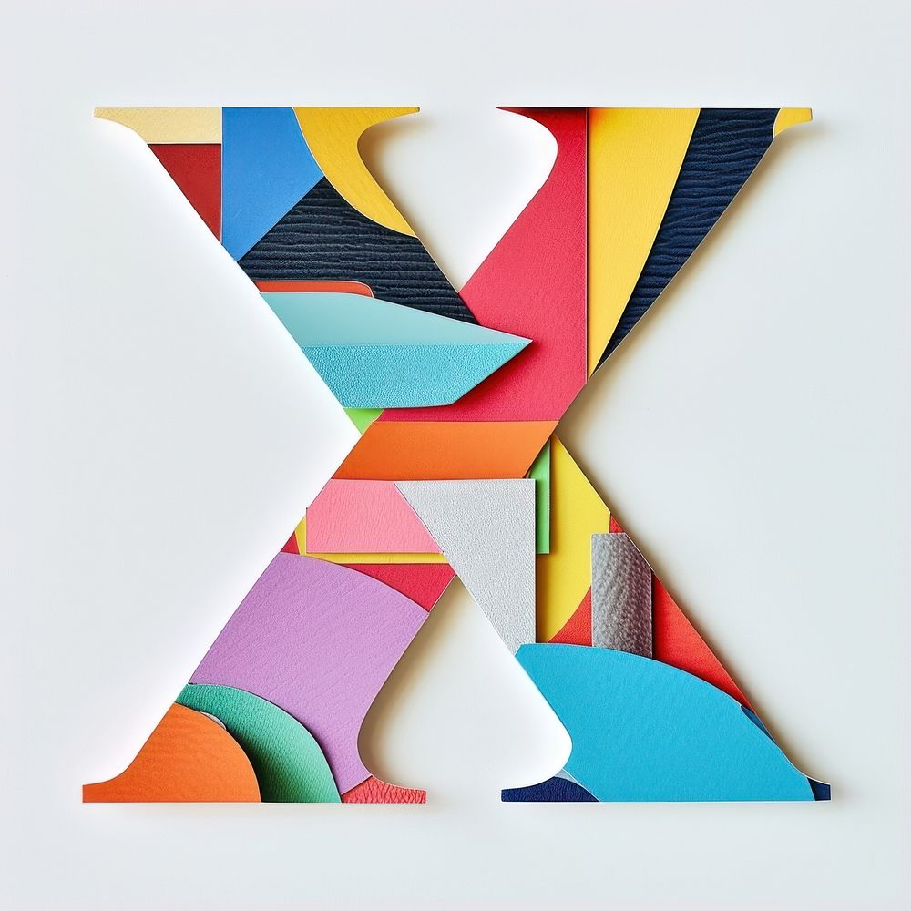 Alphabet X art shape text.