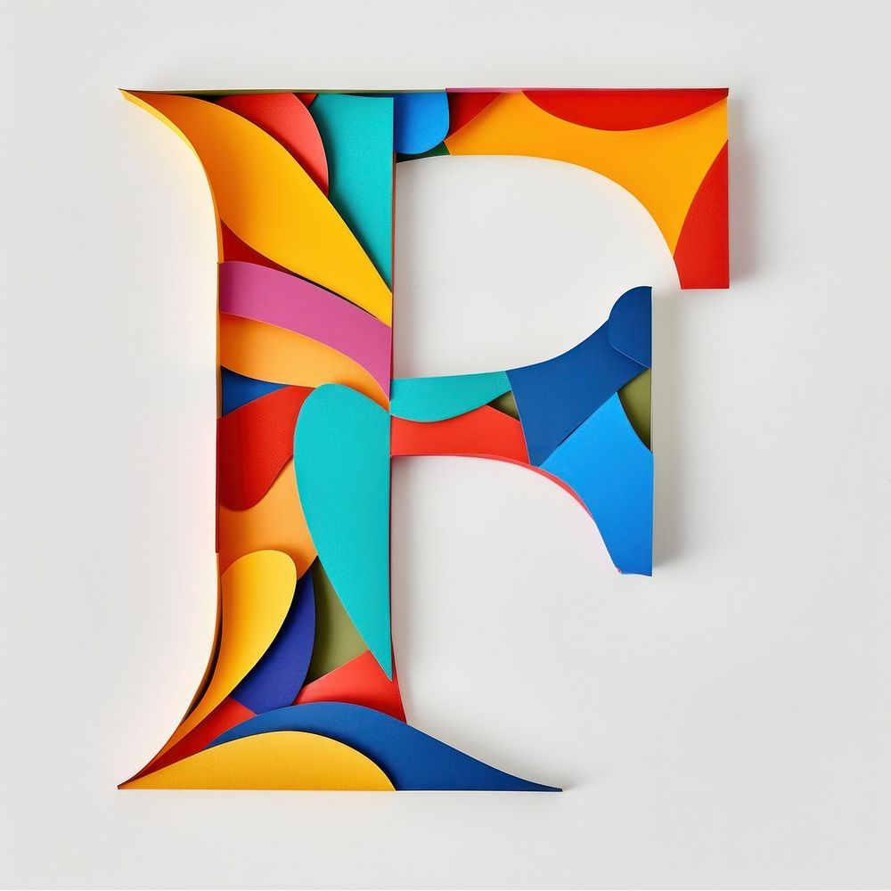 Alphabet F text art shape.