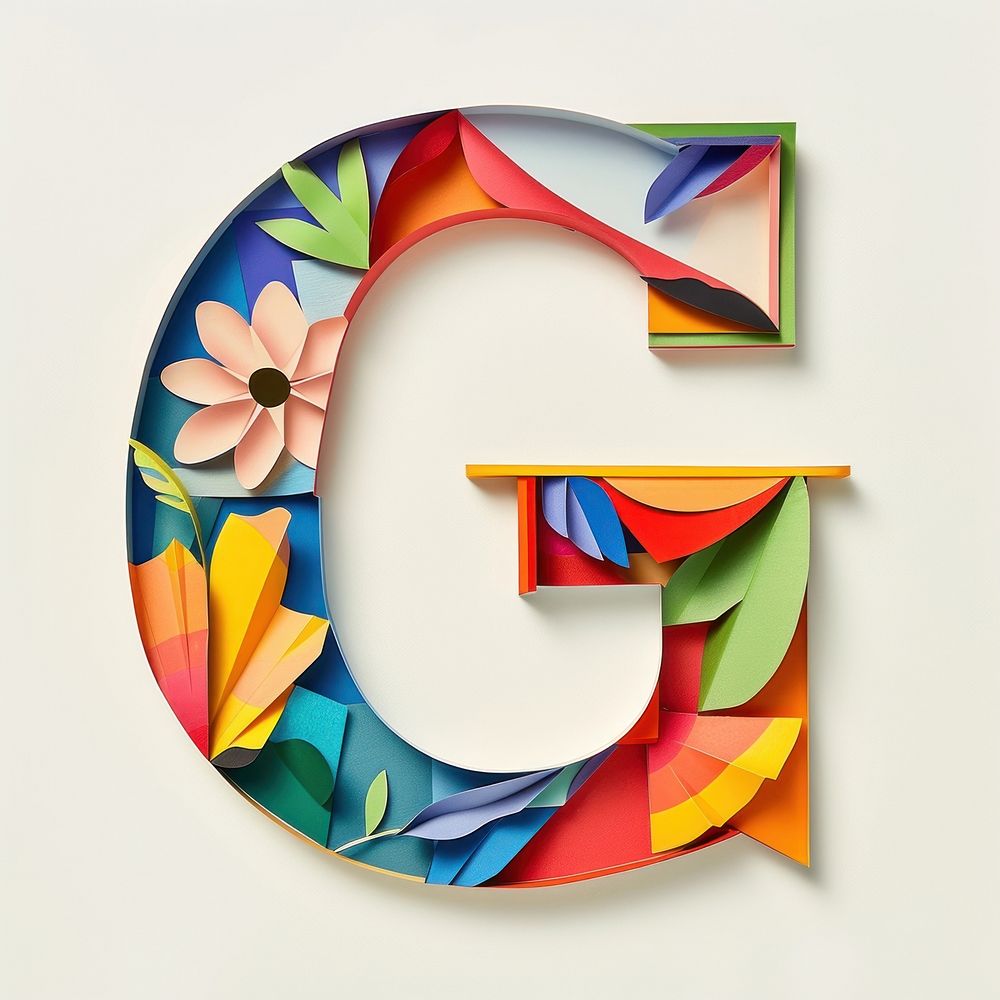 Alphabet G text shape art.