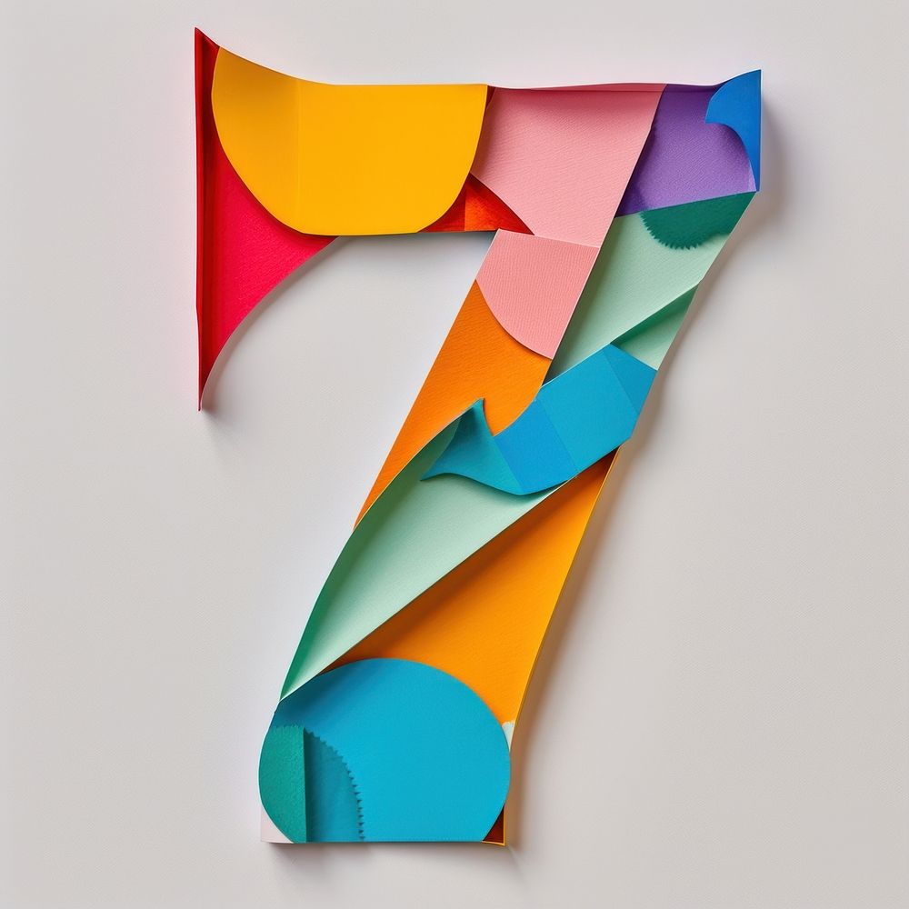 Alphabet number 7 art shape paper.