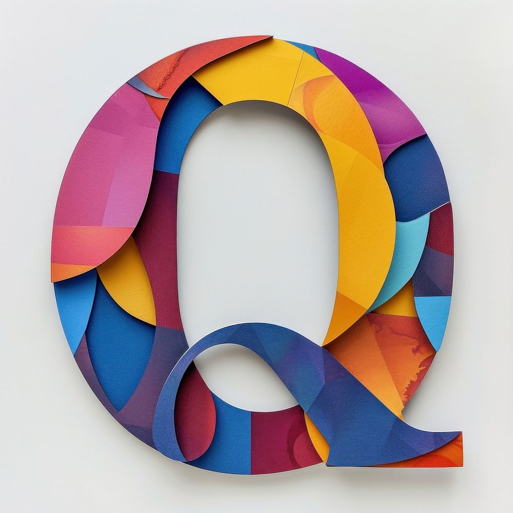 Alphabet Q text art shape.
