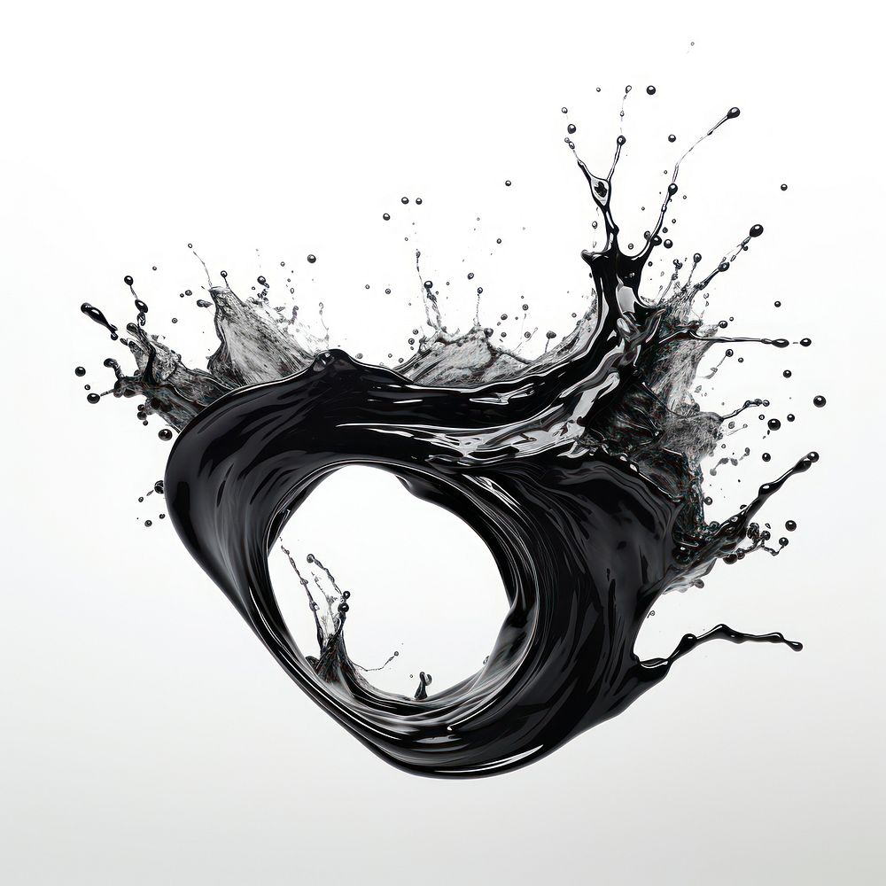 Black Water Splash white background splattered concentric.