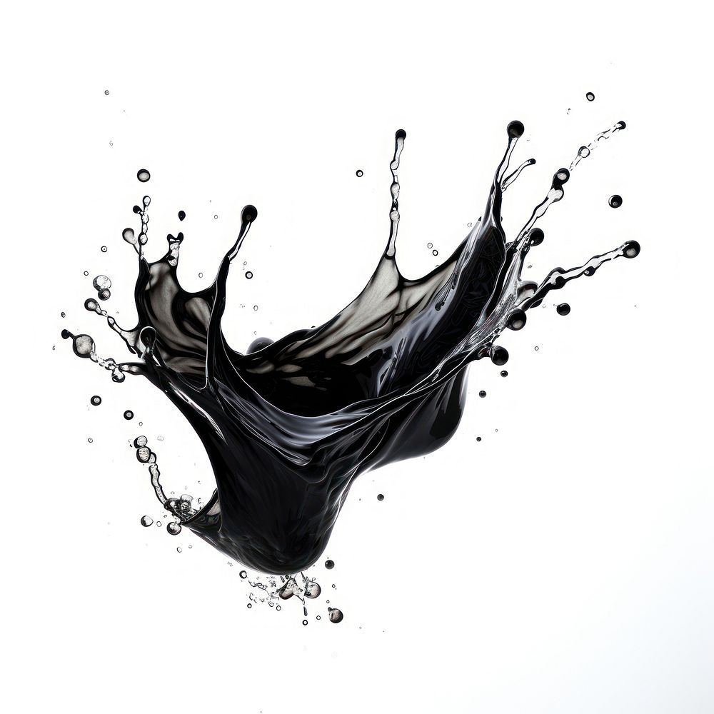 Black Water Splash white background refreshment splattered.
