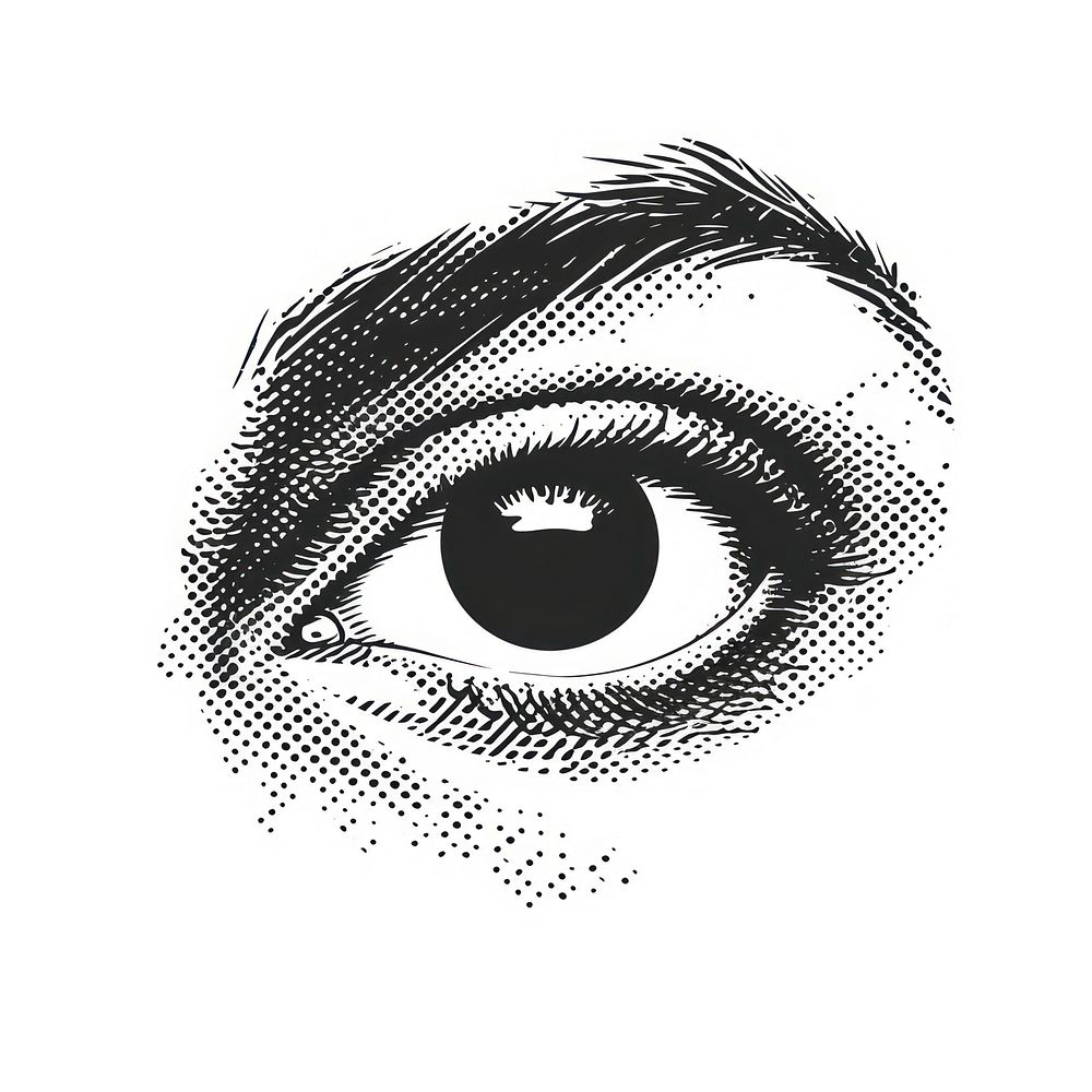 Human eye monochrome drawing sketch.