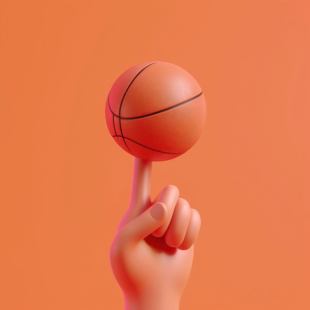 A Basketball spinning on finger basketball sports hand.