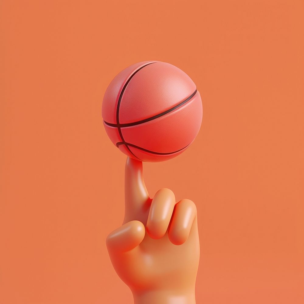 A Basketball spinning on finger basketball sports hand.