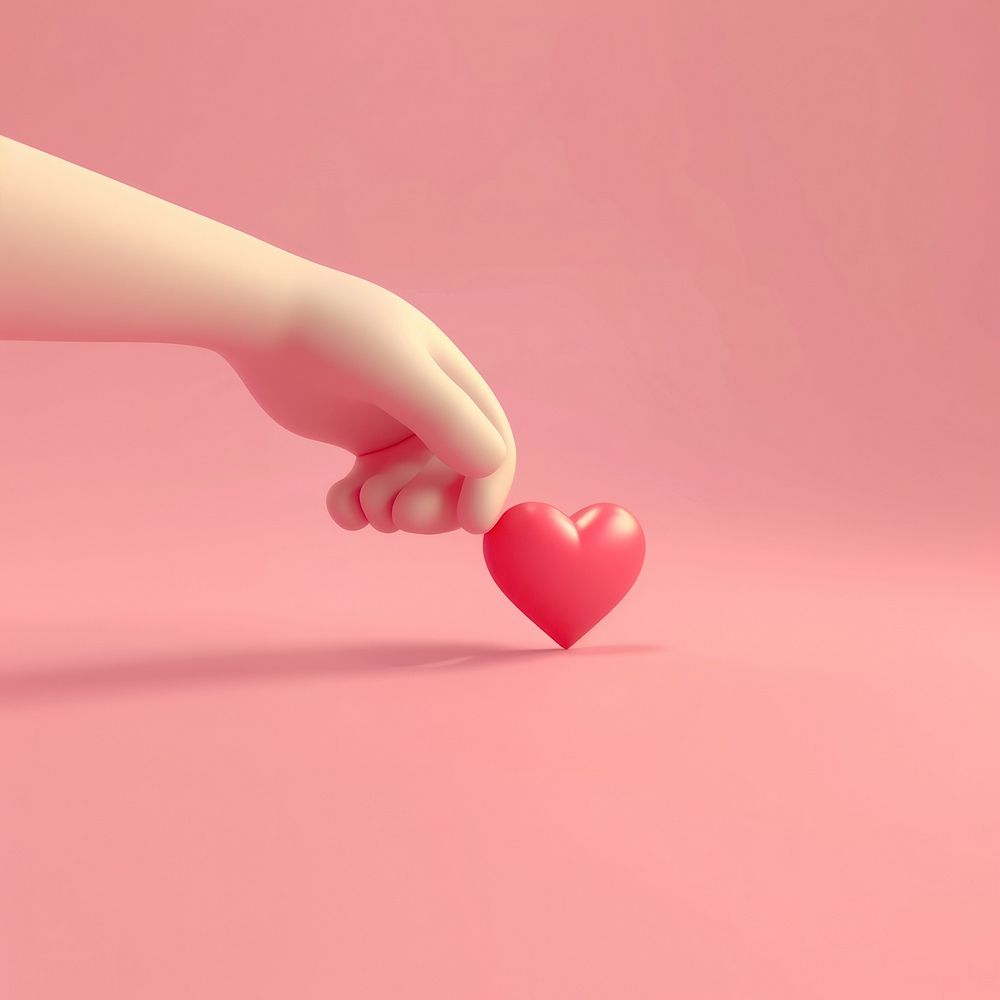 Hand picking a heart romance finger symbol.