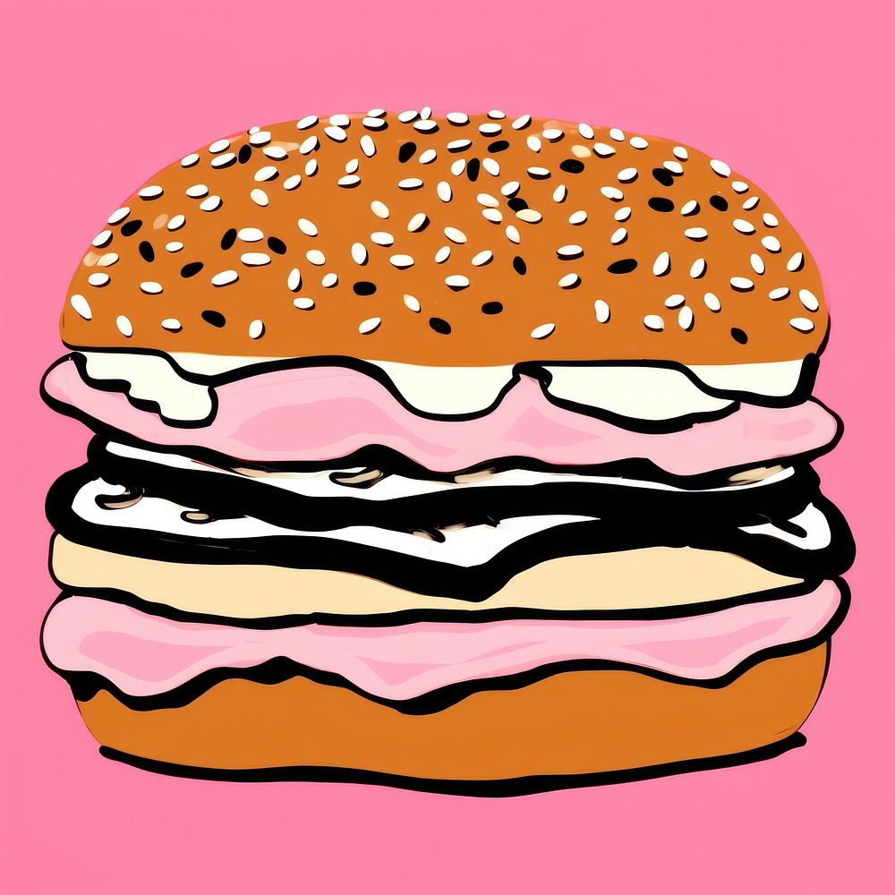 A burger dessert cartoon food.