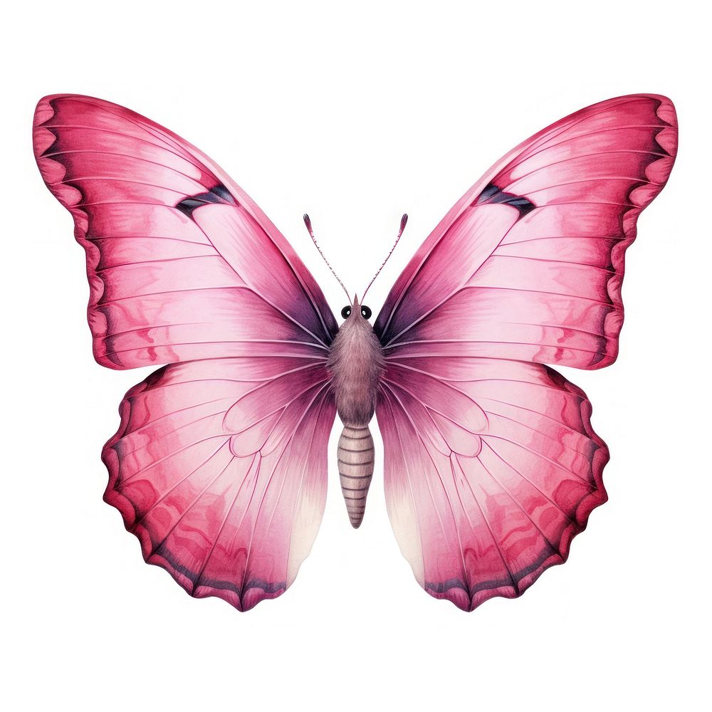 Pink Butterfly Animal Insect White 