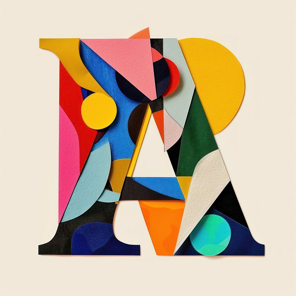 Cut paper of alphabet A art collage shape.