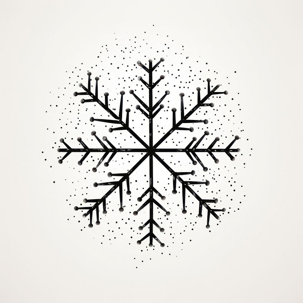 Illustration of snowflake drawing white line.