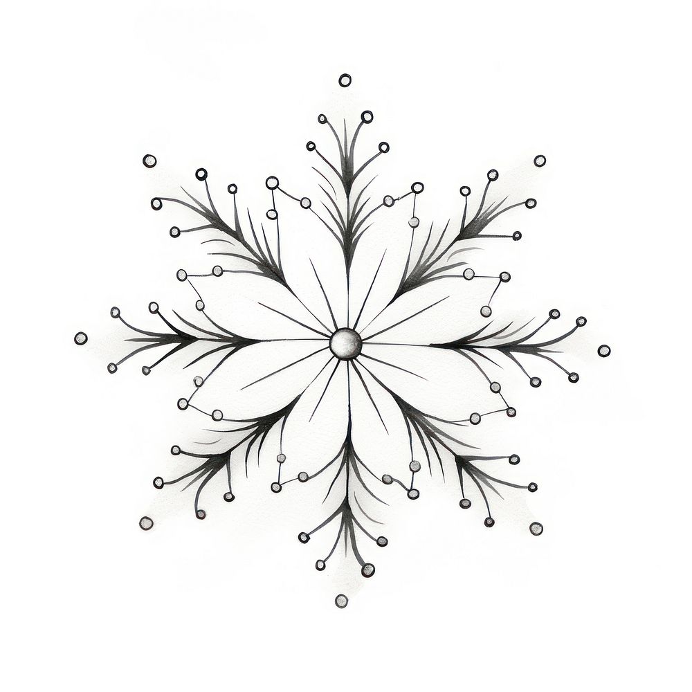 Illustration of snowflake drawing pattern sketch.