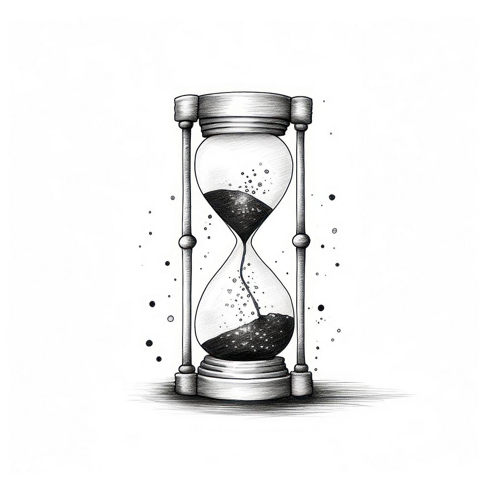 Illustration of magic hourglass white background monochrome deadline.