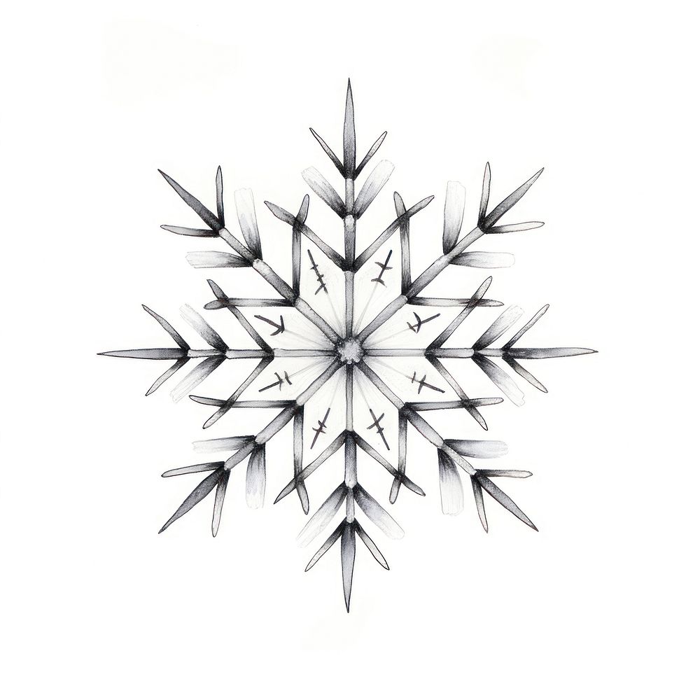 Illustration of snowflake drawing sketch white.