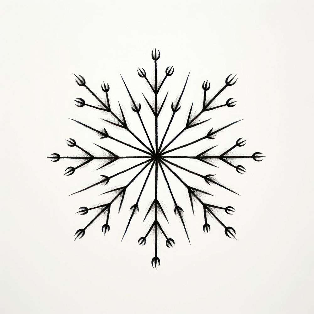 Illustration of snowflake drawing pattern sketch.