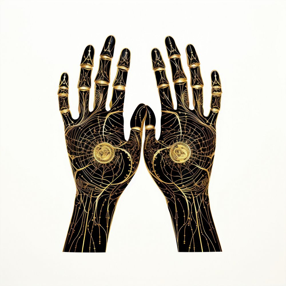 Skeleton hands drawing glove white background.