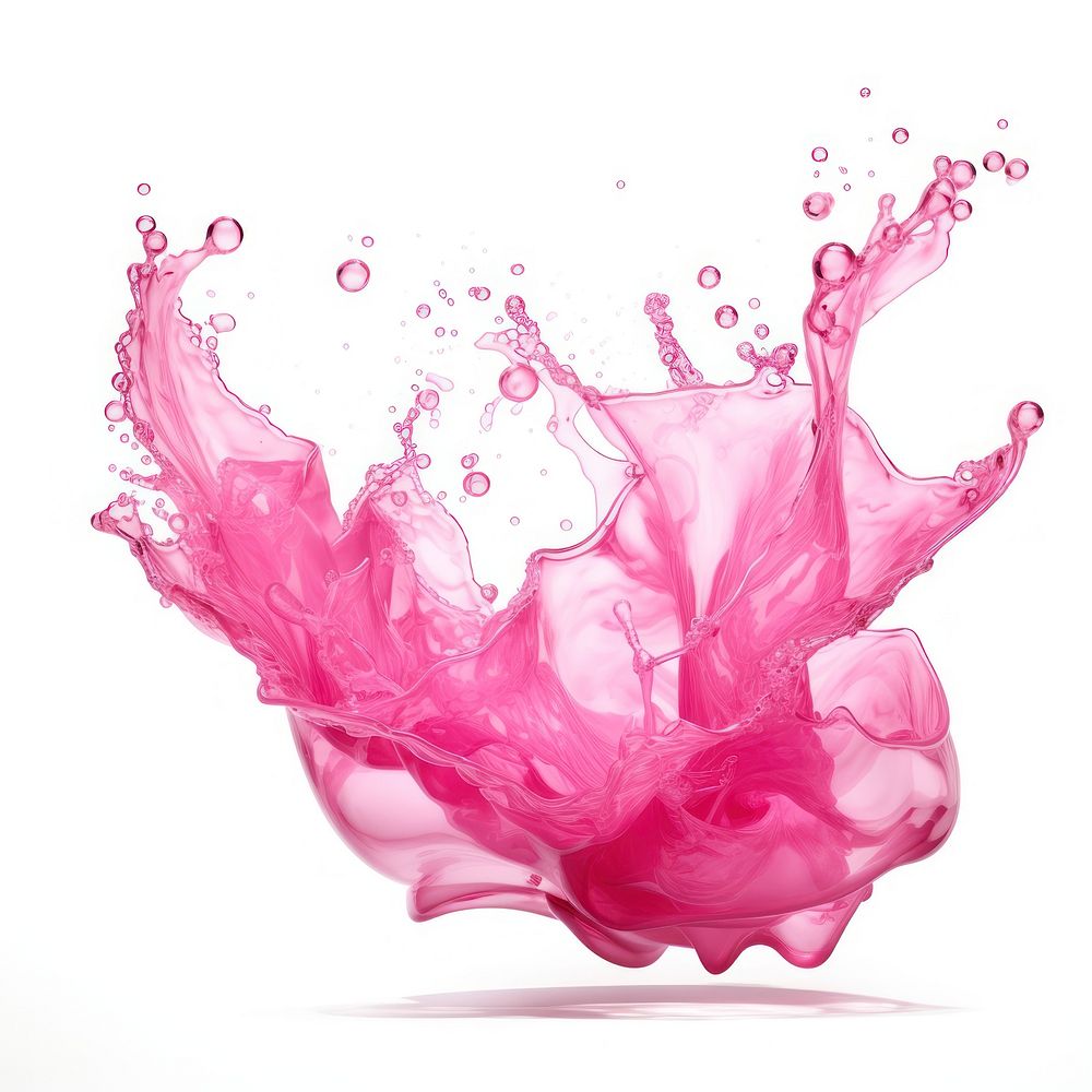 Pink Water Splash petal white background splattered.