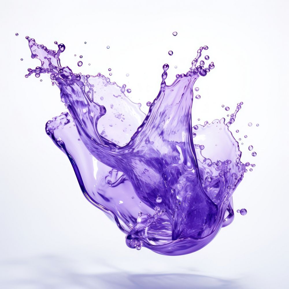 Pureple Water Splash purple white background refreshment.